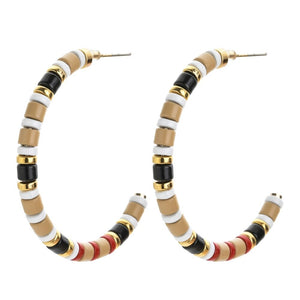 C Hoop Enamel Bead Earring Collection