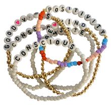 Load image into Gallery viewer, Namaste in White- Enamel Bead Stretch Bracelet 1pc
