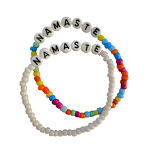 Load image into Gallery viewer, Namaste in White- Enamel Bead Stretch Bracelet 1pc
