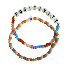 Load image into Gallery viewer, Positivity 2pc Set - Enamel Bead Stretch Bracelet
