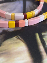 Load image into Gallery viewer, Gypsy Enamel Tile Necklace + Bracelet 2pc Set - Neutrals
