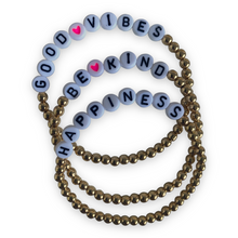 Load image into Gallery viewer, Good Vibes Letters Enamel Bead Stretch Bracelet 1pc
