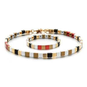 Gypsy Enamel Tile Necklace + Bracelet 2pc Set - Wisdom
